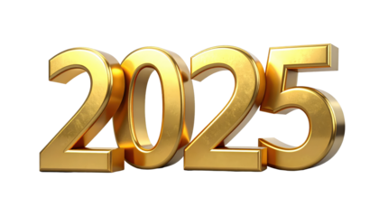 Golden New Year Numbers Isolated On Transparent Background Shiny Metallic Texture For Holiday Greetings And Celebrations Designs