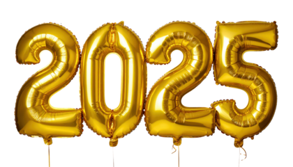 Golden Number Balloons On Transparent Background For New Year's Eve Celebrations And Festive Holiday Events Party Decorations And Greetings