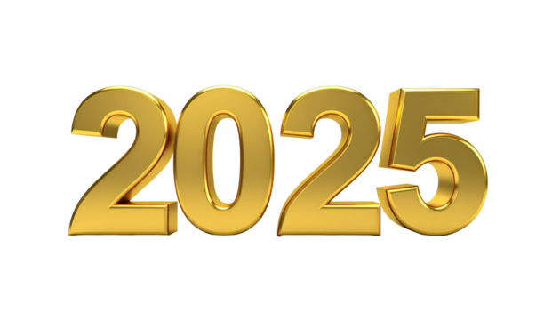 Golden Year Numbers On Transparent Background New Year Design Element Metallic Gold Texture Shiny And Reflective Surface Isolated