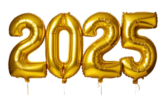 Golden Number Balloons On Transparent Background For New Year's Eve Celebrations And Festive Holiday Events Party Decorations And Greetings