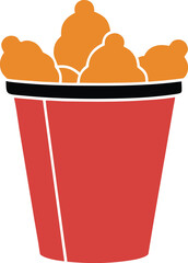 Bucket of fried chicken nuggets isolated on transparent background