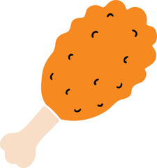 Crispy fried chicken drumstick isolated on transparent background
