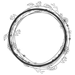 Floral Circle Frame Design Element Wreath Decoration