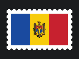 Obraz premium National Flag Postage Stamp Icon for MOLDOVA Mail, Patriotism, and National Identity