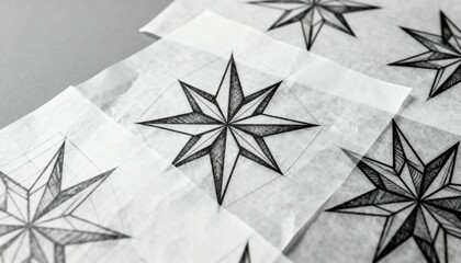 Hand drawn star designs on paper for artistic inspiration