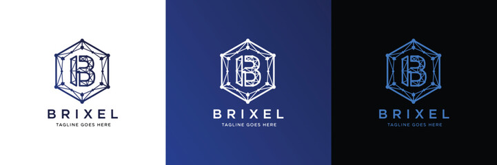 A versatile and modern letter B logo featuring a geometric hexagonal shape with interconnected lines, ideal for technology, business, and digital branding solutions.