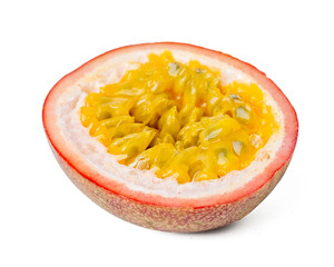 High-resolution photograph of fresh passion fruit isolate on white, taken with a high-resolution 45MP camera