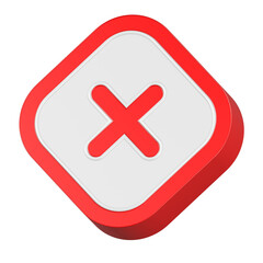 Fototapeta premium cross delete 3d rendering icon white button