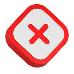 Obraz premium cross delete 3d rendering white button