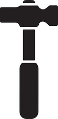 Black silhouette vector icon of a hammer tool for construction and repair work isolated on a plain background