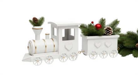 White Christmas Train Planter, isolated on transparent background