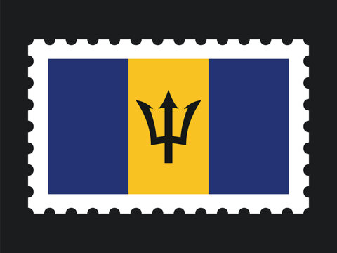 National Flag Postage Stamp Icon for BARBADOS Mail, Patriotism, and National Identity