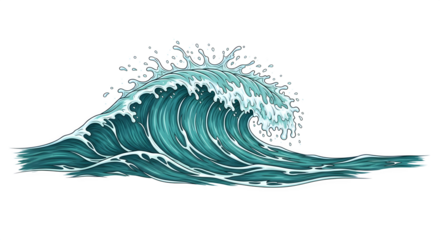 Ocean Wave Illustration, isolated on transparent background