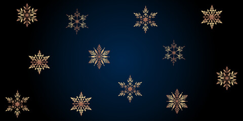 Elegant Gold Snowflakes on Dark Blue