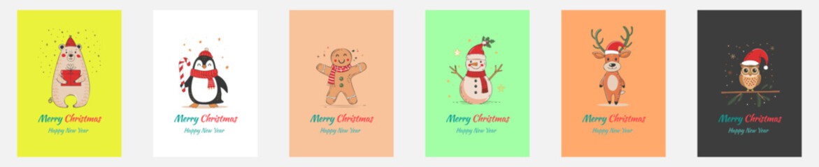 Christmas and Happy holiday greeting card vector set.  illustration for cover, print, poster, Happy New Year, ads. stock vector