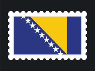 National Flag Postage Stamp Icon for BOSNIA Mail, Patriotism, and National Identity