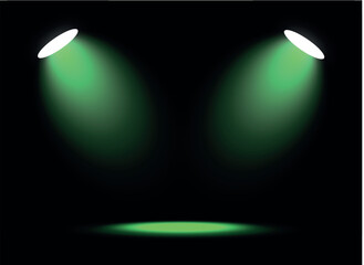 Dramatic  Abstract Green Spotlight Beam Displaying Product or Subject on Dark Stage Background