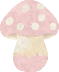 Cute Pink Mushroom &ndash; Watercolor Woodland Nursery Clipart