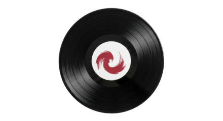 Black vinyl record PNG isolated on transparent background, vintage music disc for DJ turntable and audio listening