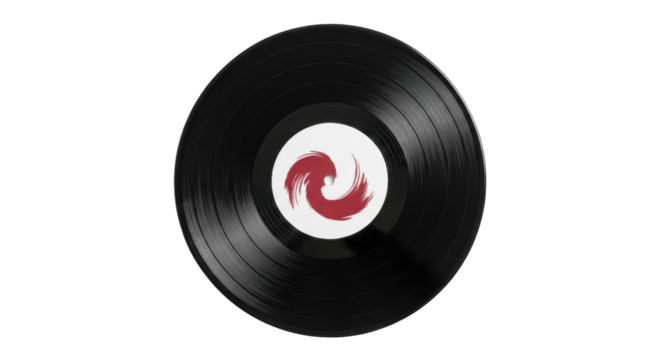 Black vinyl record PNG isolated on transparent background, vintage music disc for DJ turntable and audio listening