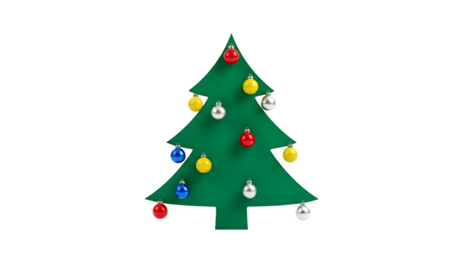 Decorated Christmas Tree, isolated on transparent background