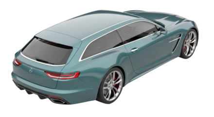 Luxury teal station wagon car isolated PNG, modern vehicle design with sleek lines and premium features for automotive concepts