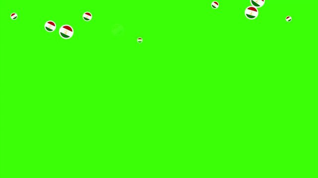 Falling Rounded TAJIKISTAN Flags Green Screen Animation for Patriotic Effects and Motion Graphic Overlays