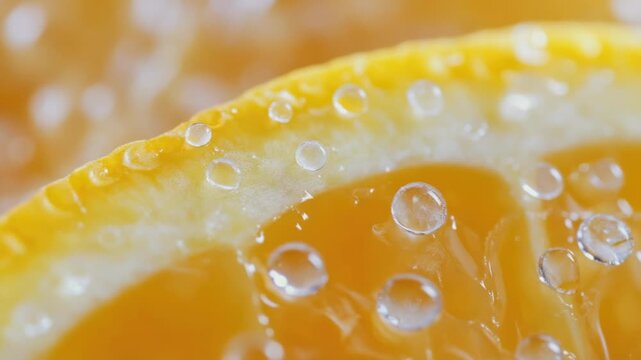 Video Fresh orange slice with water droplets, perfect for food or still life compositions