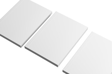 A4/A5 Softcover Book White Blank 3D Rendering Transparent Background Mockup PNG
