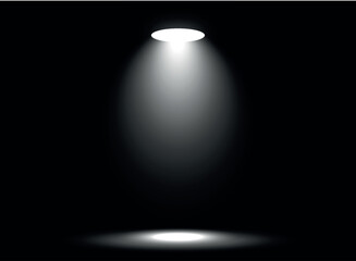 Dramatic  Abstract White Spotlight Beam Displaying Product or Subject on Dark Stage Background