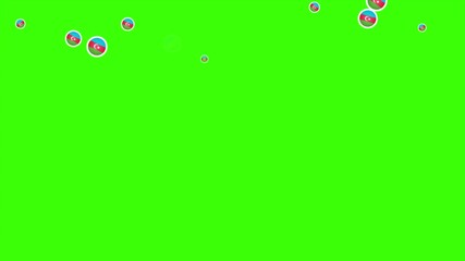 Falling Rounded AZERBAIJAN Flags Green Screen Animation for Patriotic Effects and Motion Graphic Overlays