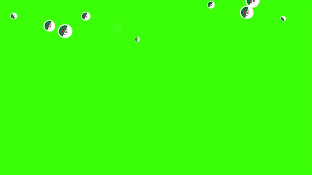 Falling Rounded ALGERIA Flags Green Screen Animation for Patriotic Effects and Motion Graphic Overlays