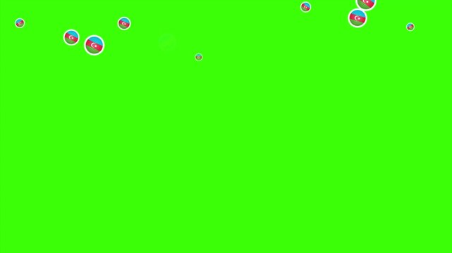 Falling Rounded AZERBAIJAN Flags Green Screen Animation for Patriotic Effects and Motion Graphic Overlays