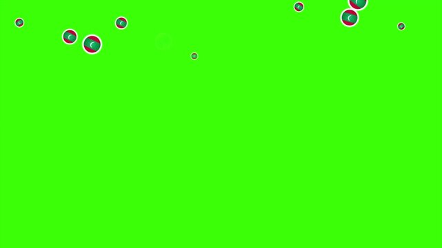 Falling Rounded MALDIVES Flags Green Screen Animation for Patriotic Effects and Motion Graphic Overlays