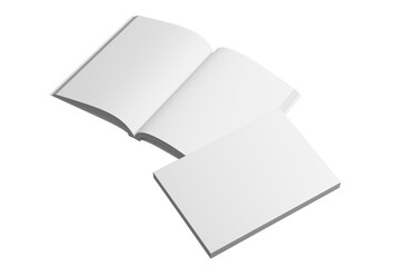 A4/A5 Softcover Book White Blank 3D Rendering Transparent Background Mockup PNG