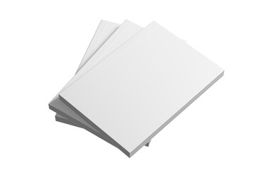 A4/A5 Softcover Book White Blank 3D Rendering Transparent Background Mockup PNG