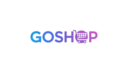 Goshop logo design with a shopping cart icon, branding for online shopping business, modern e-commerce design