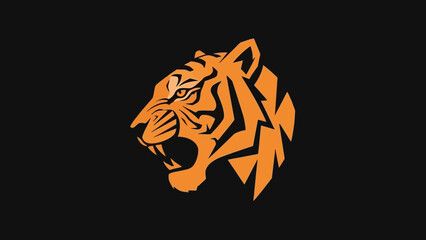 Bold Tiger Head Illustration in Orange and Black for Powerful Branding
