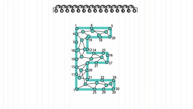 Letter E Connection A Dot-to-Dot Puzzle Illustration on Notebook Paper