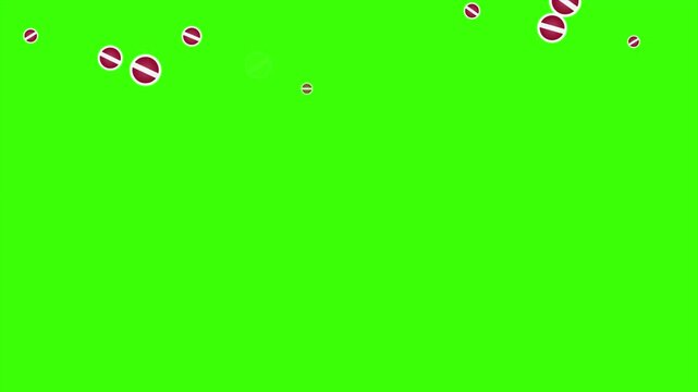 Falling Rounded LATVIA Flags Green Screen Animation for Patriotic Effects and Motion Graphic Overlays