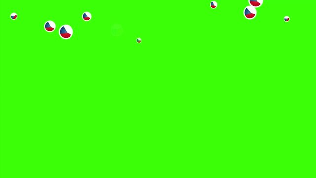 Falling Rounded CZECH REPUBLIC Flags Green Screen Animation for Patriotic Effects and Motion Graphic Overlays