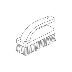 Household Cleaning Brush Line Art Illustration