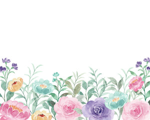 Colorful Watercolor Rose Flower Garden Background