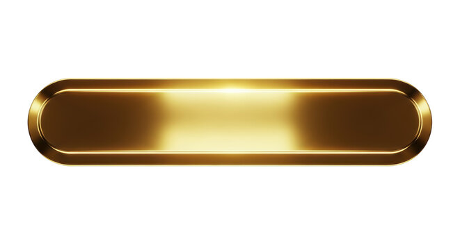 Gold nameplate isolated PNG, shiny golden metal plaque with rounded edges for awards, signage, or luxury branding on transparent background