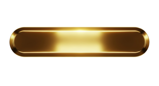 Gold nameplate isolated PNG, shiny golden metal plaque with rounded edges for awards, signage, or luxury branding on transparent background