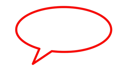 Red speech bubble PNG isolated on transparent background, communication and conversation symbol for graphic design and social media use