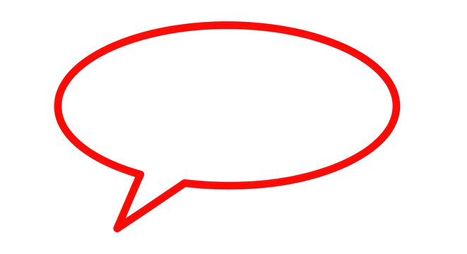 Red speech bubble PNG isolated on transparent background, communication and conversation symbol for graphic design and social media use