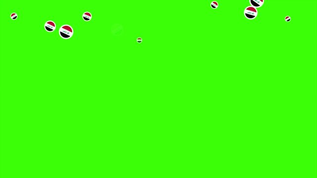 Falling Rounded IRAQ Flags Green Screen Animation for Patriotic Effects and Motion Graphic Overlays