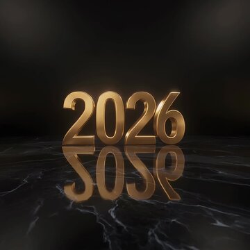 Luxurious 2026 Golden Typography Animation with Elegant Reflections