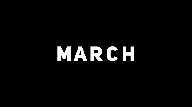 MARCH Text Rolling Animation, 4K Transparent Background, Alpha Channel Motion Graphic